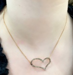 Colar em Ouro Rose 18kt com Pendente Coração com Brilhantinhos totalizando aproximadamente 0,30Ct - 40cm de comprimento - Peso:3,70Gr