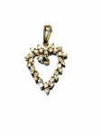 Lindo Pendente Coração de Ouro Amarelo 18Kt Cravejado em Brilhantes - Medindo:1,5 x 2,0Cm - Peso:2,40Gr