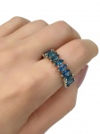 Aliança em Ouro Branco 18kt com Navetes de Topázio london Blue, Peso:7,30Gr - Medida:14