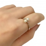 Delicado anel em Ouro Branco 18Kt Com Pérola - Medida:16 - Peso:1,70Gr