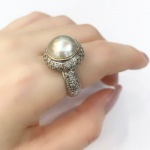 Anel em Ouro Branco 18kt Com Pérola Barroca todo em Pavê de brilhantes  - Medida:18 - Peso:8,30Gr