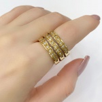 Anel em Ouro amarelo 18Kt Com Aro Triplo e Aplique de brilhantes , Medida:15 - Peso:9,90Gr