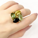 Anel em Ouro Amarelo 18Kt Com Pedras coloridas (Turmalinas e Citrino), Com Apliques de brilhantes , Medida:21 - Peso:15,0Gr