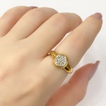 Anel em Ouro Amarelo 18kt - Pavezinho de Brilhantes - Medida:14 - Peso:3,10Gr