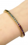 Pulseira em Ouro Amarelo 18kt Rainbow, (Ametista, Topázio Azul, Green gold, Topázio amarelo ),  Medindo:18,0 Cm - Peso:13,90Gr