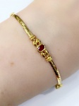 Delicada Pulseira em Ouro Amarelo18kt Malha Italiana com Rubis - Medida:17,0Cm - Peso:6,70Gr