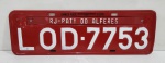 ANTIGA PLACA AUTOMOTIVA VERMELHA DE TRÊS LETRAS