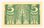 Numismática, ESTONIA. Uma Cédula P-39 5 Penni 1919