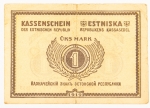 Numismática, ESTONIA. Uma Cédula P-43 1 Mark 1919