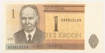 Numismática, ESTONIA. Uma Cédula P-69 1 Kroon 1992
