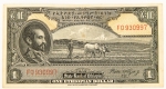 Numismática, ETHIOPIA. Uma Cédula 1 Dollar