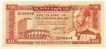 Numismática, ETHIOPIA. Uma Cédula 10 Dollars Flor de Estampa
