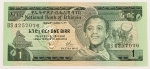 Numismática, ETHIOPIA. Uma Cédula 1 Birr Flor de Estampa