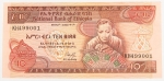 Numismática, ETHIOPIA. Uma Cédula 10 Birr Flor de Estampa