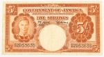 Numismática, JAMAICA. Uma Cédula P-37 5 Shilling 1955
