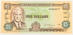 Numismática, JAMAICA. Uma Cédula P-70 5 Dollars Flor de Estampa