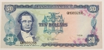 Numismática, JAMAICA. Uma Cédula P-67 10 Dollars