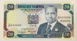 Numismática, KENYA. Uma Cédula 20 Shillings 1991