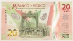Numismática, MEXICO. Uma Cédula 20 Pesos Flor de Estampa