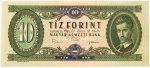 Numismática, HUNGRIA. Uma Cédula 10 Forint 1969 Flor de Estampa