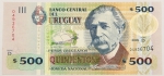 Numismática, URUGUAY. Uma Cédula 500 Pesos 2009 Flor de Estampa