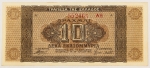 Numismática, GREECE. Uma Cédula P-129 10 Dracmas 1944 Flor de Estampa