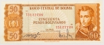 Numismática, BOLIVIA. Uma Cédula P-156 50 Pesos 1962