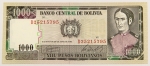 Numismática, BOLIVIA. Uma Cédula P-167 1000 Pesos 1982 Flor de Estampa
