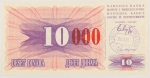 Numismática, BOSNIA. Uma Cédula P-53b 10000 Dinara 1993 Flor de Estampa