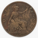 Numismática, INGLATERRA. Uma Moeda 1 Penny 1902