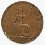Numismática, INGLATERRA. Uma Moeda 1 Penny 1940