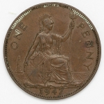 Numismática, INGLATERRA. Uma Moeda 1 Penny 1947