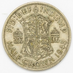Numismática, INGLATERRA. Uma Moeda de Prata Half Crown 1945