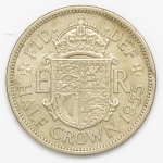 Numismática, INGLATERRA. Uma Moeda Half Crown 1955