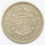 Numismática, INGLATERRA. Uma Moeda Half Crown 1956