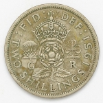 Numismática, INGLATERRA. Uma Moeda 2 Shillings 1951