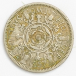 Numismática, INGLATERRA. Uma Moeda 2 Shillings 1957