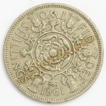 Numismática, INGLATERRA. Uma Moeda 2 Shillings 1961