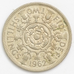 Numismática, INGLATERRA. Uma Moeda 2 Shillings 1962