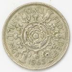 Numismática, INGLATERRA. Uma Moeda 2 Shillings 1965