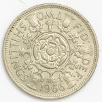Numismática, INGLATERRA. Uma Moeda 2 Shillings 1966