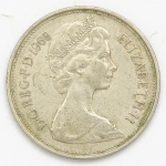 Numismática, INGLATERRA. Uma Moeda 10 New Pence 1968