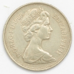 Numismática, INGLATERRA. Uma Moeda 10 New Pence 1969