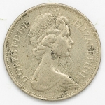 Numismática, INGLATERRA. Uma Moeda 10 New Pence 1975