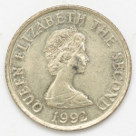 Numismática, JERSEY. Uma Moeda 10 Pence 1992