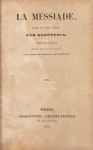 Livro: KLOPSTOCK. `La Messiade`, Traduction par Madame La Baronne A. de Carlowitz. Paris: Charpentier, 1842; 484p. Enc.