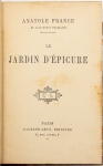 Livro: FRANCE, Anatole. `Le Jardin d`Épicure`. Paris: Calmann-Lévy, s/d.; 296p. Enc.