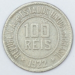 Numismática, Brasil. Moeda de 100 RÉIS 1922