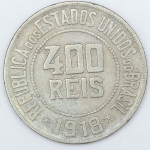 Numismática, Brasil. Moeda de 400 RÉIS 1918