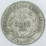 Numismática, Brasil. Moeda de 2000 RÉIS 1925 